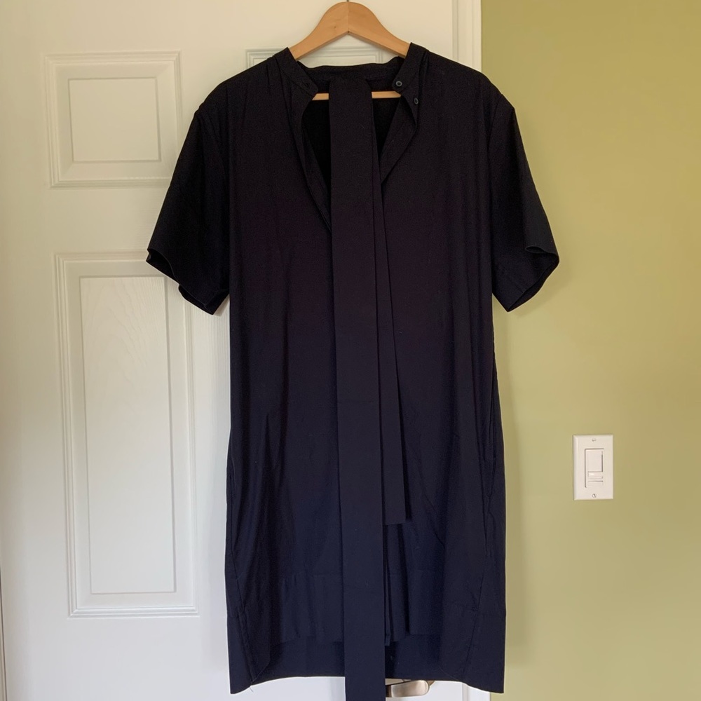 Navy blue button up dress from Everlane. Never worn. Has pockets!